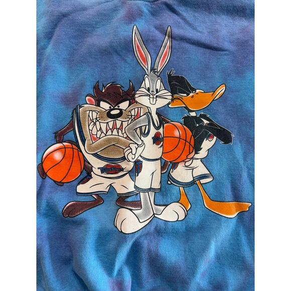 Space Jam Looney Tune Basketball Tie Dye Double Side Crew Neck Sweatshirt Size M - Picture 4 of 5